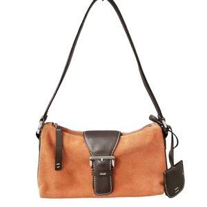 Alfani Orange leather suede Baguette Y2K shoulder bag